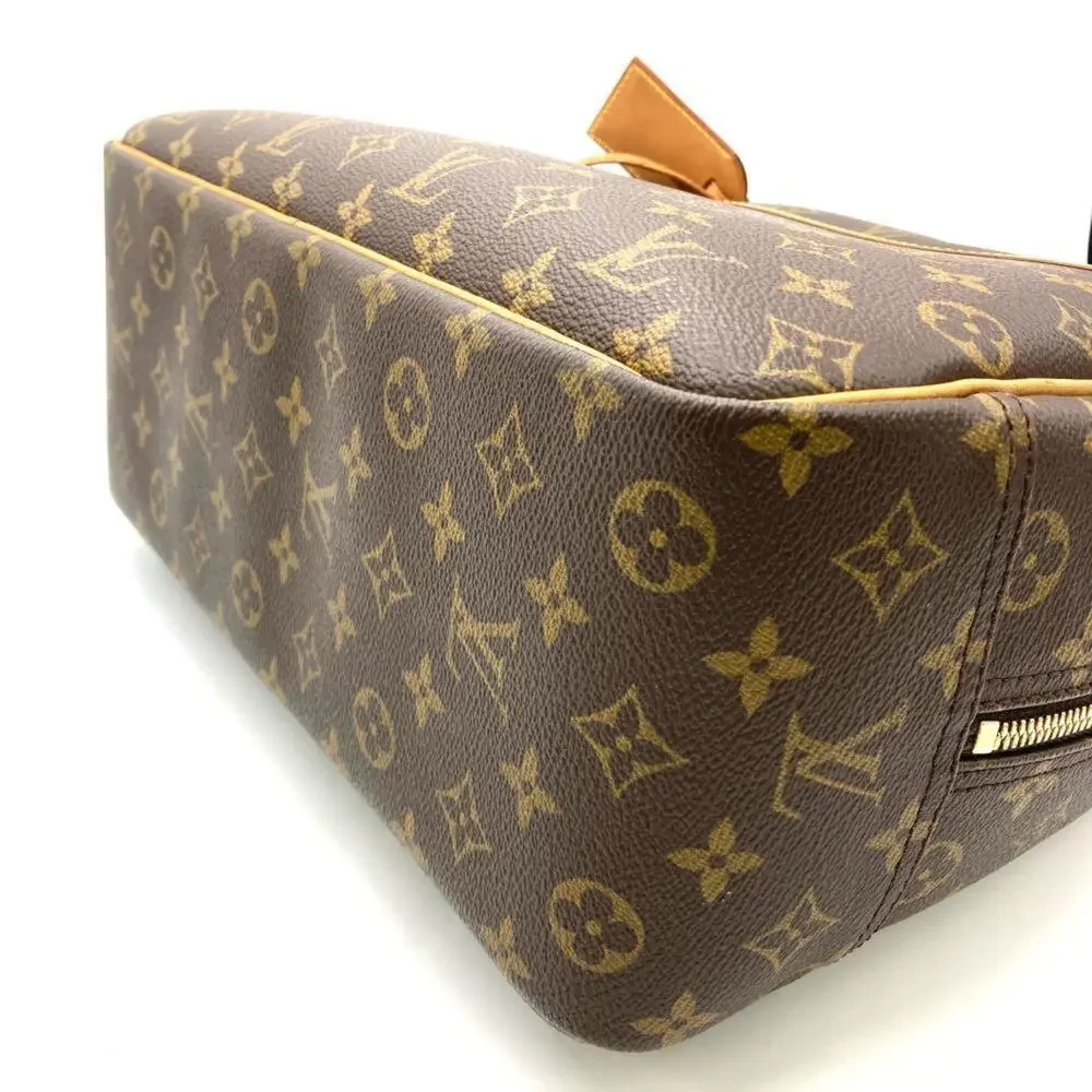 LOUIS VUITTON Authentic Brown Monogram Leather Deauville Tote Bag